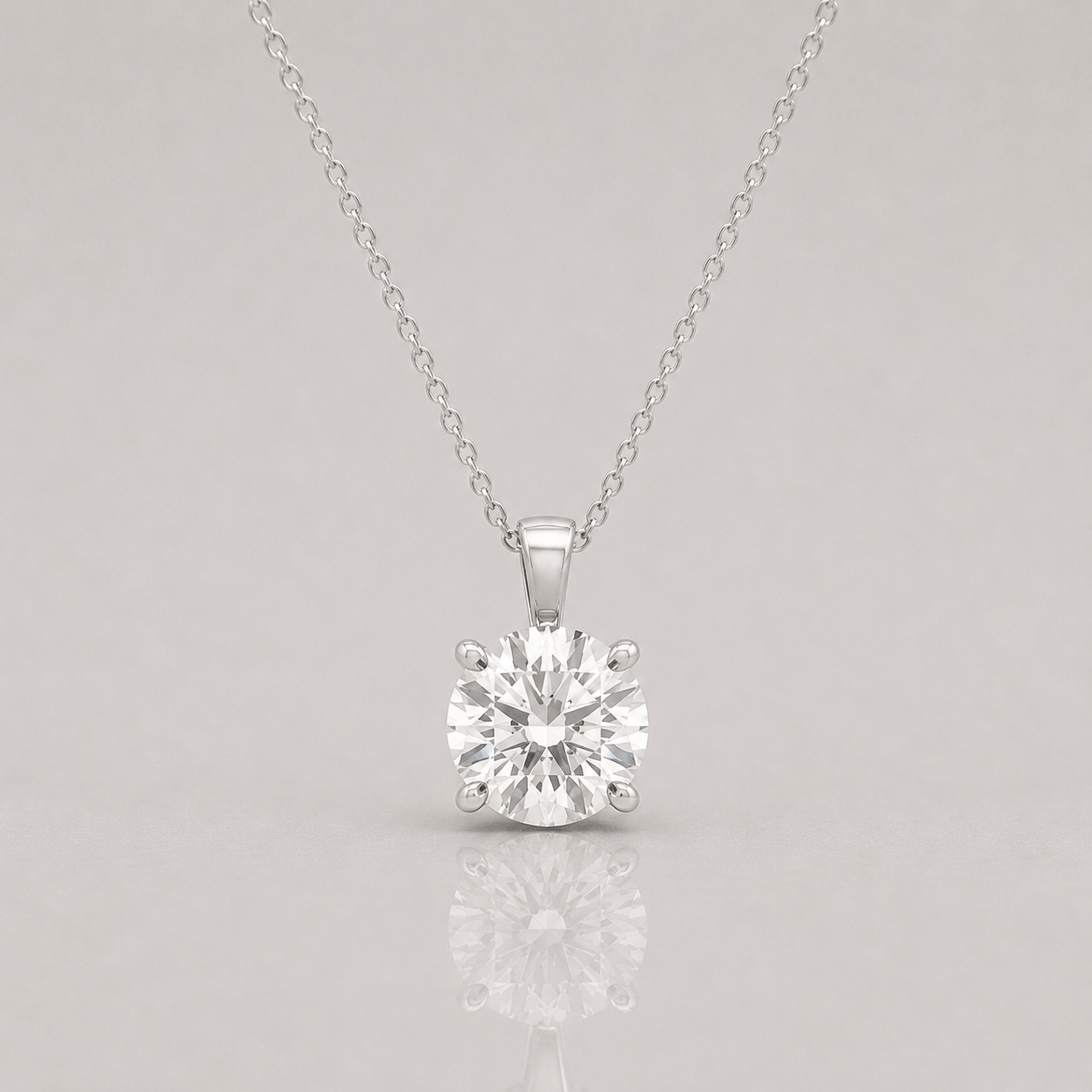 Brilliant Round Solitaire Diamond Pendant Necklace by Chalyano