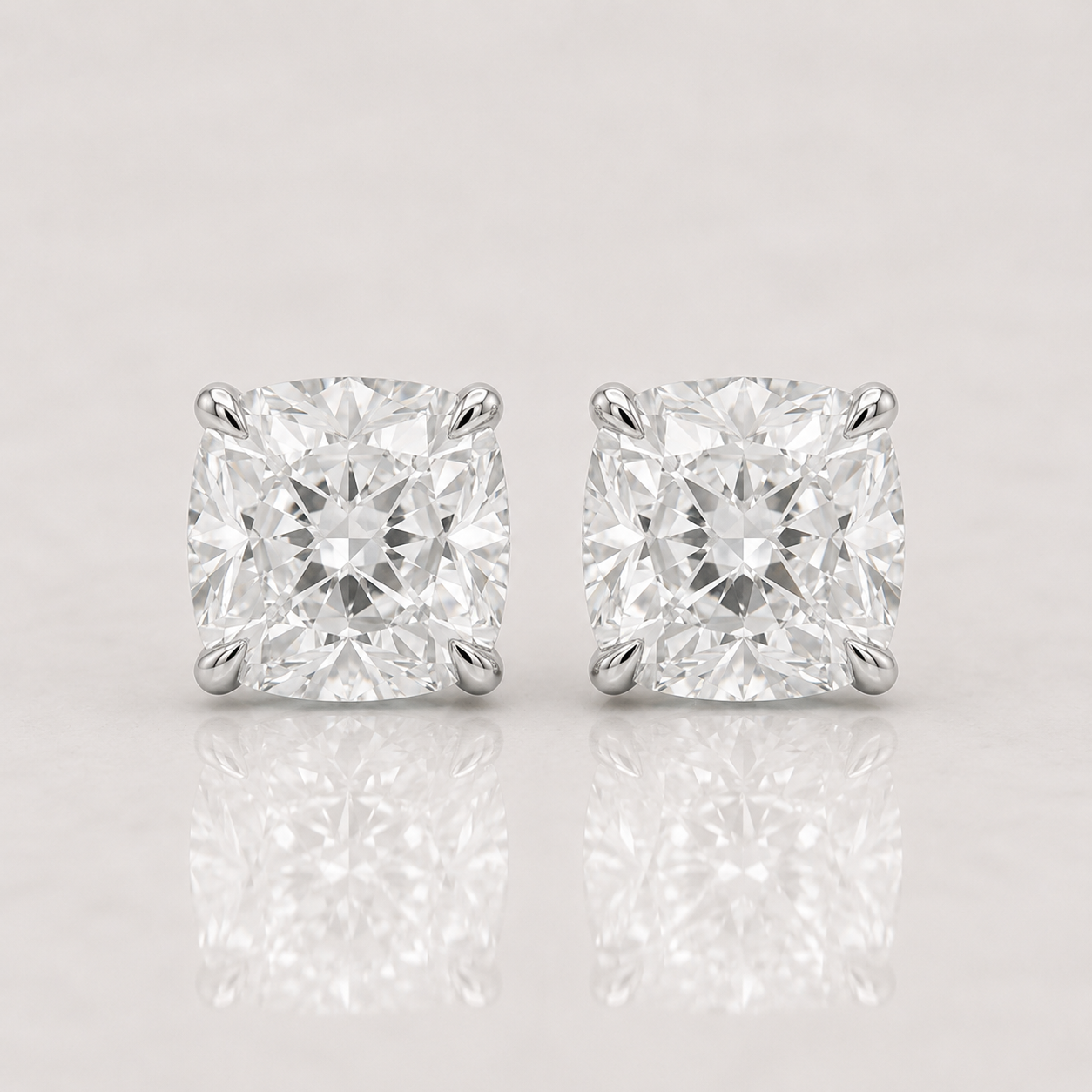 Cushion Diamond Stud Earrings by Chalyano