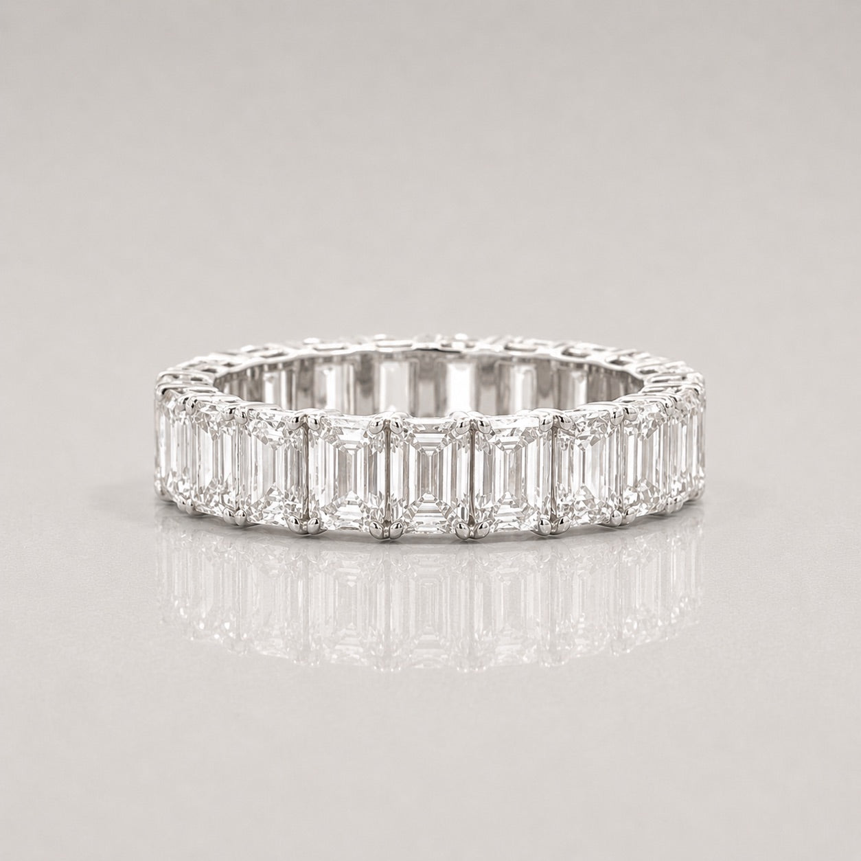 Emerald Diamond Eternity Wedding Band by Chalyano