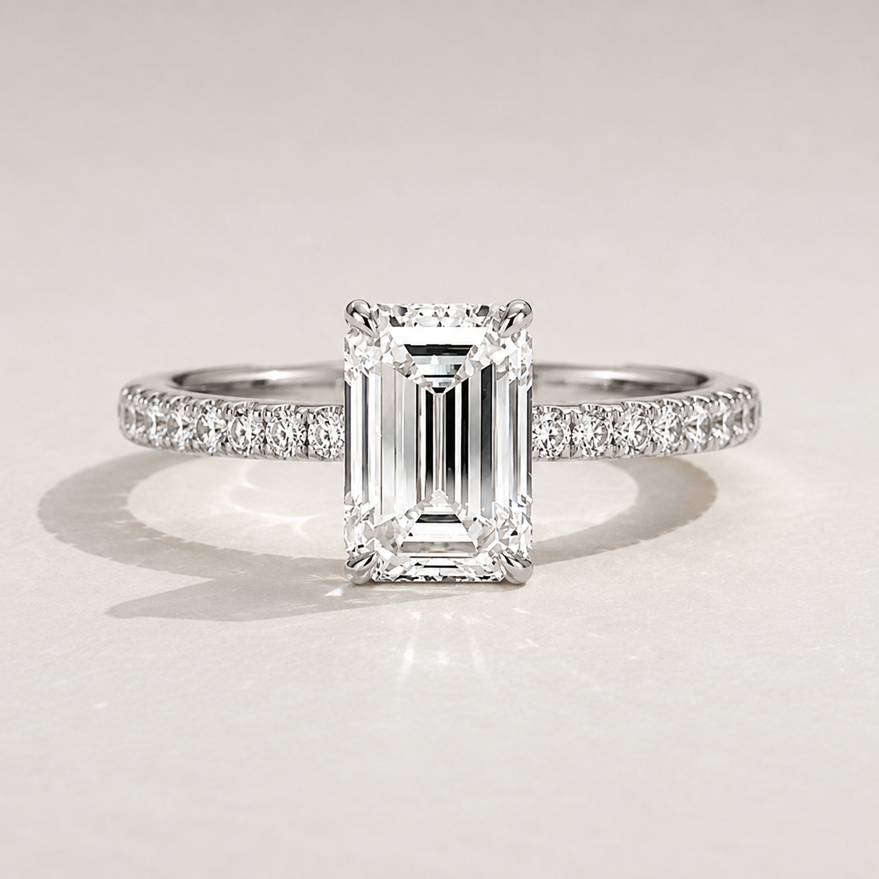 Emerald Pavé Band Engagement Ring by Chalyano