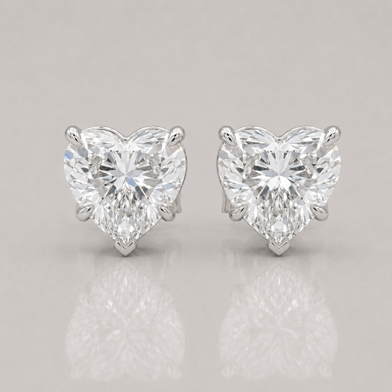Heart Diamond Stud Earrings by Chalyano