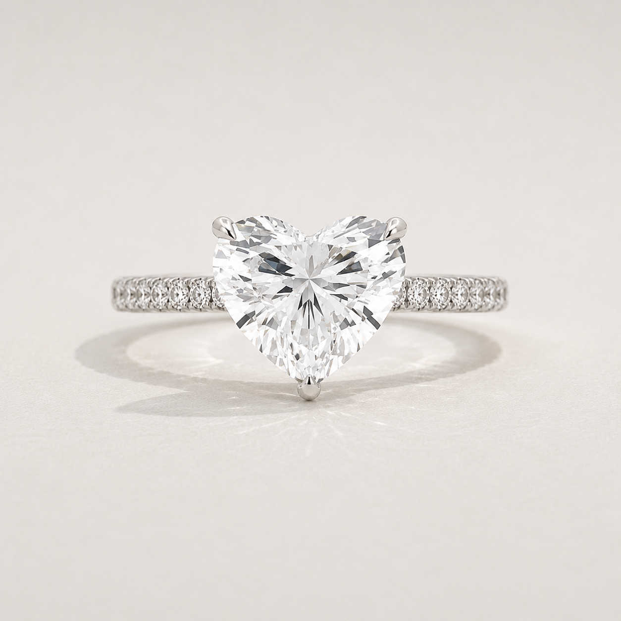 Heart Pavé Band Engagement Ring by Chalyano