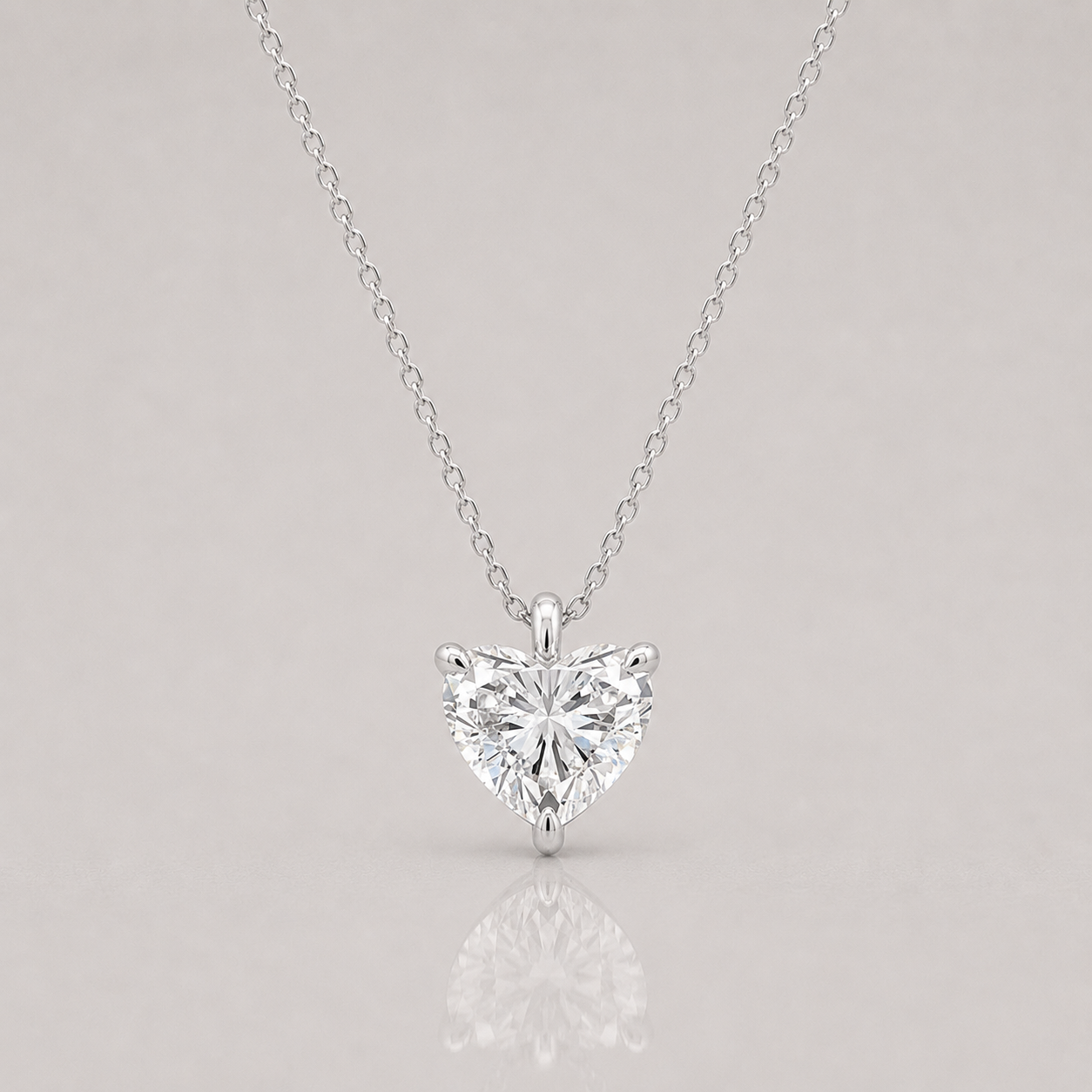 Heart Solitaire Diamond Pendant Necklace by Chalyano