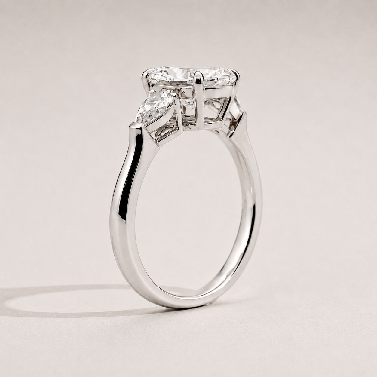 Marquise Trilogy Three Stone Engagement Ring side view