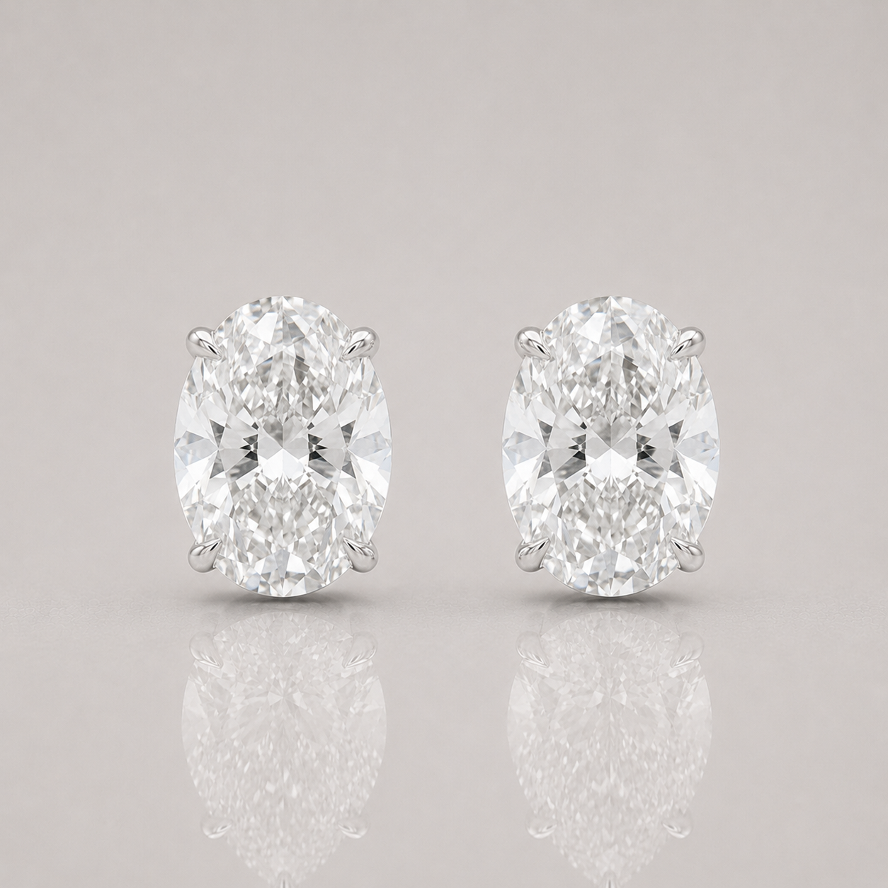 Oval Diamond Stud Earrings by Chalyano