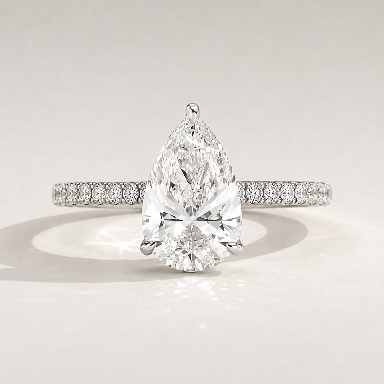 Pear Pavé Band Engagement Ring by Chalyano