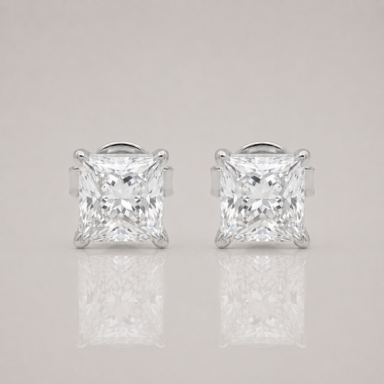 Princess Diamond Stud Earrings by Chalyano