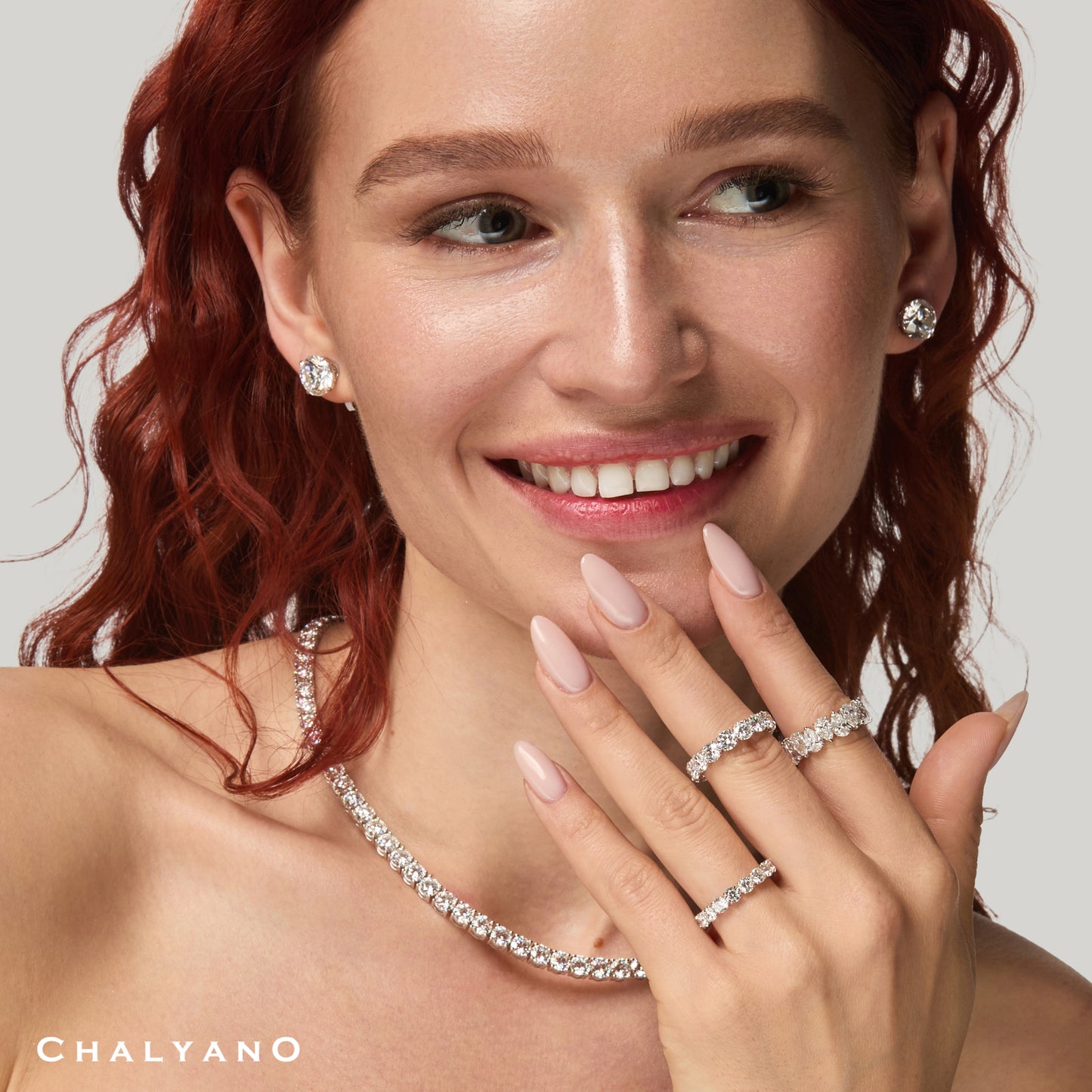 Round Diamond Eternity Wedding Band side view by Chalyano