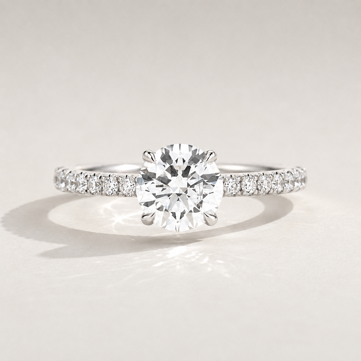 Round Pavé Band Engagement Ring by Chalyano